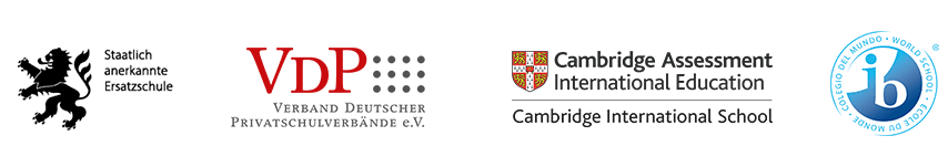 Logo-Reihe: Staatlich anerkannte Ersatzschule, VDP Veband deutscher Privatschulverbände, Cambridge International School, IB Diploma